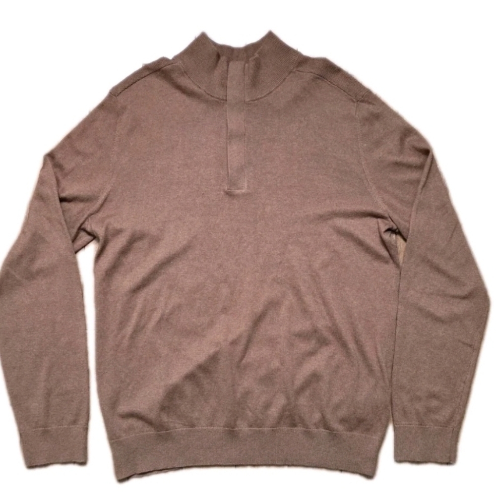 Banana Republic Men's Brown Quarter Zip Premium Luxe Yarn Sweater Size L